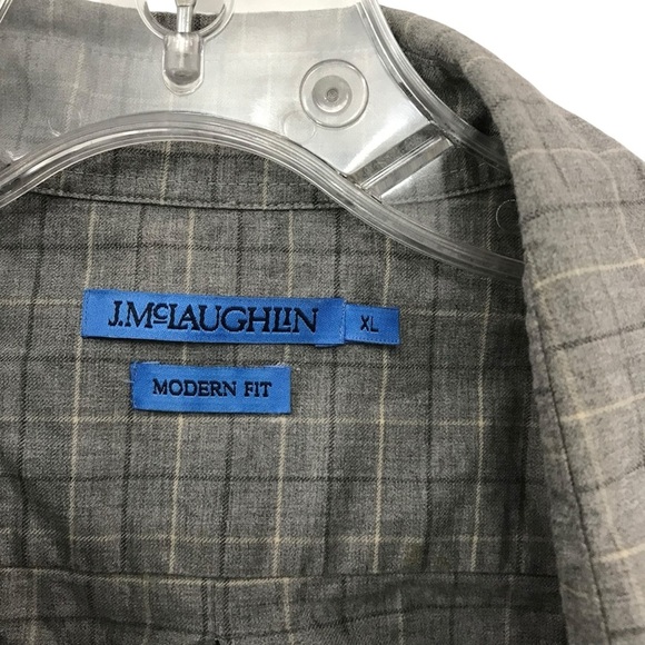 J. McLaughlin Shirt Men’s XL Gray Stripe Button Down Dress Long Sleeve Modern - Picture 3 of 4